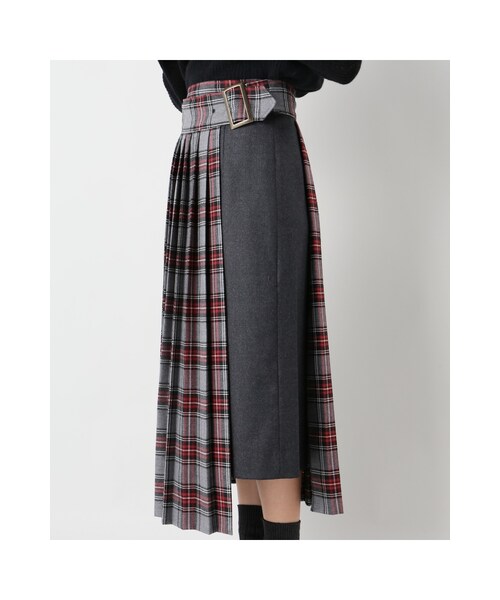 JOURNAL STANDARD（ジャーナルスタンダード）の「フラノムジ チェック ベルトプリーツスカート（スカート・ブラック/グレーB・36/38）」の11枚目の写真