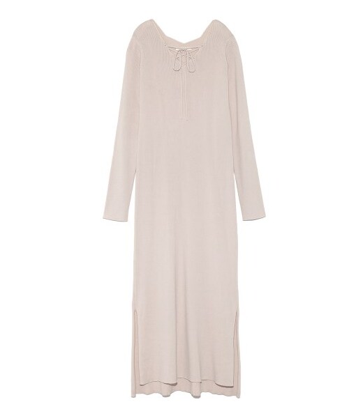 SNIDEL（スナイデル）の「レースアップニットロングワンピース（ニットワンピース・レディース・IVR/BRW/NVY・F）」の4枚目の写真