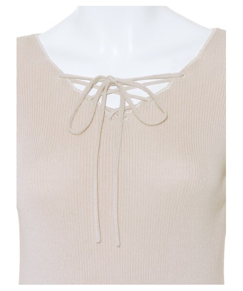 SNIDEL（スナイデル）の「レースアップニットロングワンピース（ニットワンピース・レディース・IVR/BRW/NVY・F）」の8枚目の写真