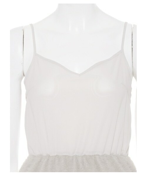 【美品】　SNIDEL　スナイデル　エコファーニットチュールワンピース　フリーサイズ　ホワイト　SWNO165083　 スナイデル エコファーチュールニットコンビワンピース SNIDEL