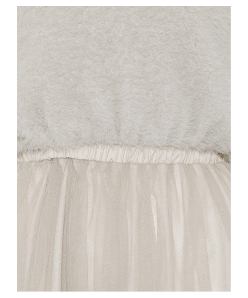 【美品】　SNIDEL　スナイデル　エコファーニットチュールワンピース　フリーサイズ　ホワイト　SWNO165083　 スナイデル エコファーチュールニットコンビワンピース SNIDEL