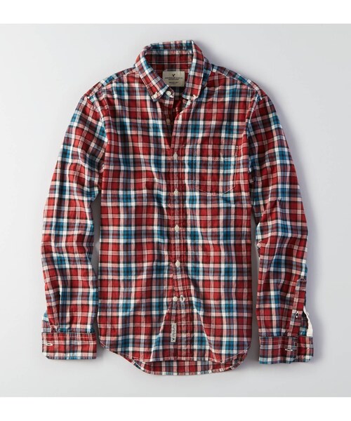 American Eagle（アメリカンイーグル）の「AEOプラッドシャツ（シャツ/ブラウス・メンズ・ブルー/レッド/マルチ・XS/S/M/L/XL/XXL/XXXL）」の3枚目の写真