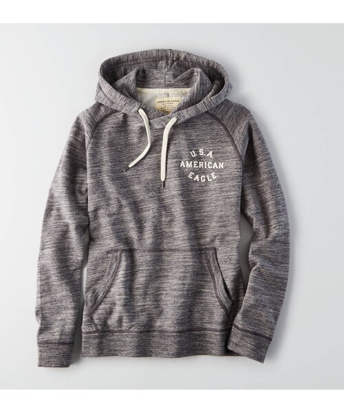 American Eagle（アメリカンイーグル）の「AEOグラフィックスウェットフーディー（パーカー・メンズ・ブラック/グレー/レッド/オートミールヘザー・XS/S/M/L/XL/XXL/XXXL）」の2枚目の写真
