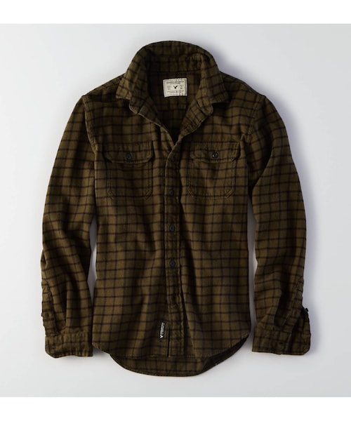 American Eagle(アメリカンイーグル)の「AEOラグドフランネルシャツ(シャツ/ブラウス・メンズ・クリーム/オリーブ/ブルー/ライトブルー/ネイビー/レッド/マルチ・XS/S/M/L/XL/XXL/XXXL)」の2枚目の写真