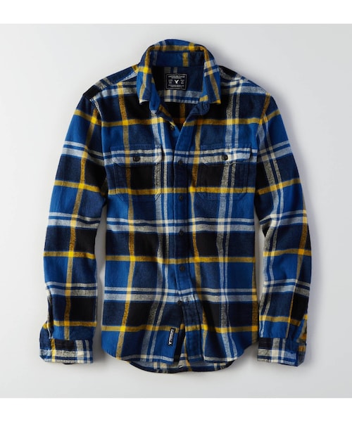 American Eagle(アメリカンイーグル)の「AEOラグドフランネルシャツ(シャツ/ブラウス・メンズ・クリーム/オリーブ/ブルー/ライトブルー/ネイビー/レッド/マルチ・XS/S/M/L/XL/XXL/XXXL)」の3枚目の写真