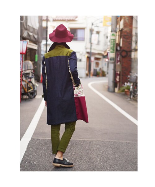 NIRAME.CO（ニラメッコ）の「気まぐれロングピーコート　花柄×デニム　中綿入り（ピーコート・メンズ・その他）」の3枚目の写真