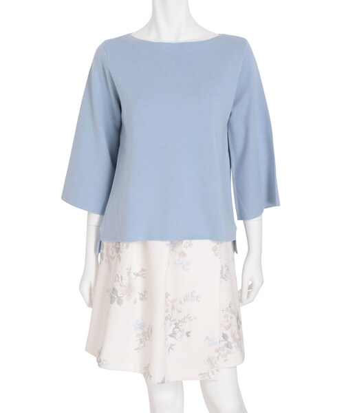 MERCURYDUO（マーキュリーデュオ）の「ミラノリブボートネックカラーニット（トップス・レディース・ブラック/ピンク/ライトオレンジ/アイスブルー）」の2枚目の写真