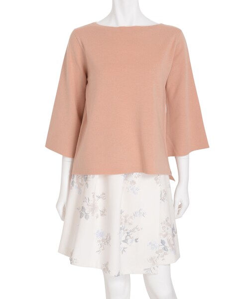 MERCURYDUO（マーキュリーデュオ）の「ミラノリブボートネックカラーニット（トップス・レディース・ブラック/ピンク/ライトオレンジ/アイスブルー）」の5枚目の写真