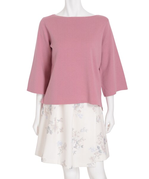 MERCURYDUO（マーキュリーデュオ）の「ミラノリブボートネックカラーニット（トップス・レディース・ブラック/ピンク/ライトオレンジ/アイスブルー）」の3枚目の写真