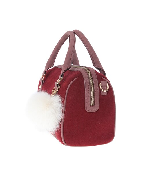 31 Sons de mode（トランテアン　ソン　ドゥ　モード）の「≪新作≫ポンポンつきフェルトボストンバッグ（バッグ・レディース・ボルドー/ベージュ・フリー）」の8枚目の写真