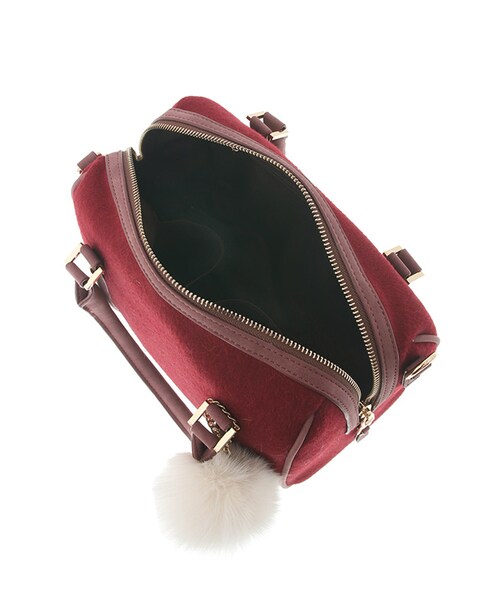 31 Sons de mode（トランテアン　ソン　ドゥ　モード）の「≪新作≫ポンポンつきフェルトボストンバッグ（バッグ・レディース・ボルドー/ベージュ・フリー）」の10枚目の写真