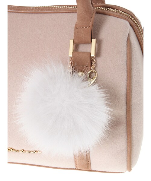 31 Sons de mode（トランテアン　ソン　ドゥ　モード）の「≪新作≫ポンポンつきフェルトボストンバッグ（バッグ・レディース・ボルドー/ベージュ・フリー）」の4枚目の写真