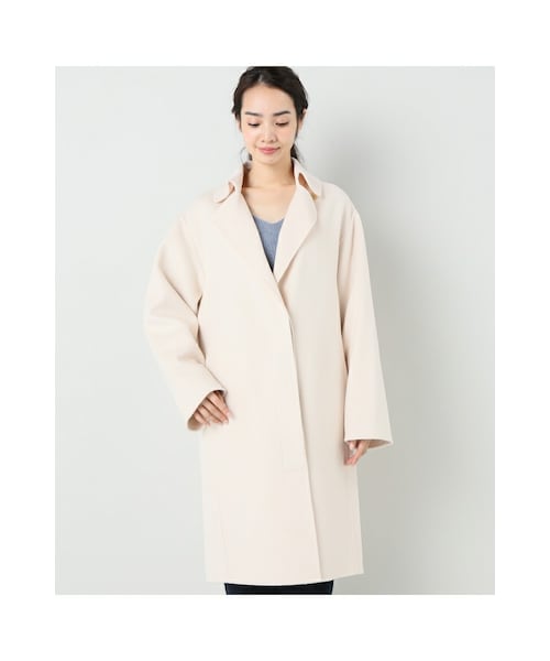 美品　IENAウールコクーンコートホワイト SLOBE IENA ウールダブルクロスクルーネックコクーンコート - メルカリ