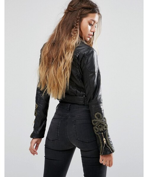 FREE PEOPLE（フリーピープル）の「Free People Bang Bang Vegan Leather Jacket（ライダースジャケット・レディース・Black・US 8/US 6/US 10）」の4枚目の写真