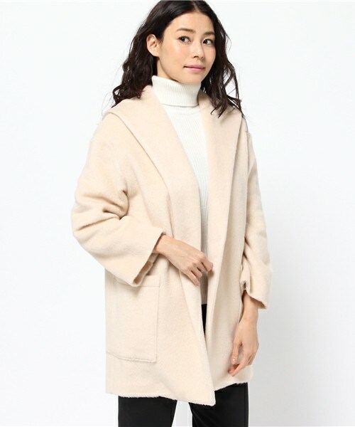 archives（アルシーヴ）の「ウールシャギーフードコート（その他アウター・レディース・オフホワイト/グレー/キャメル・MEDIUM）」の2枚目の写真