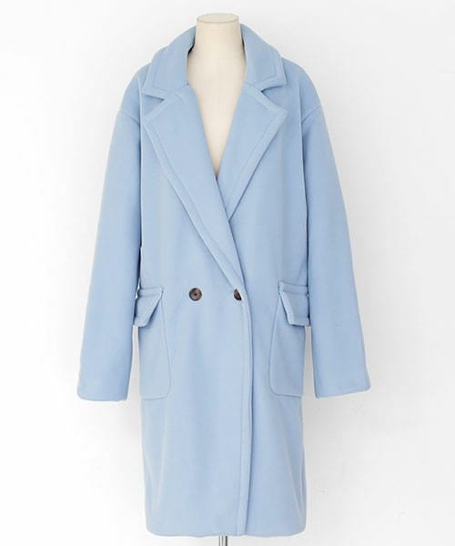 DHOLIC(ディーホリック)の「ビッグシルエットダブルボタンコート(その他アウター・レディース・ネイビー/ディープスカイブルー・FREE)」の2枚目の写真