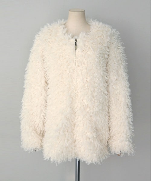 DHOLIC(ディーホリック)の「フェイクファージップアップジャケット(その他アウター・レディース・ブラックグレー/ライトココア/ブラック/アイボリー/ピンク/キャメル・FREE)」の2枚目の写真