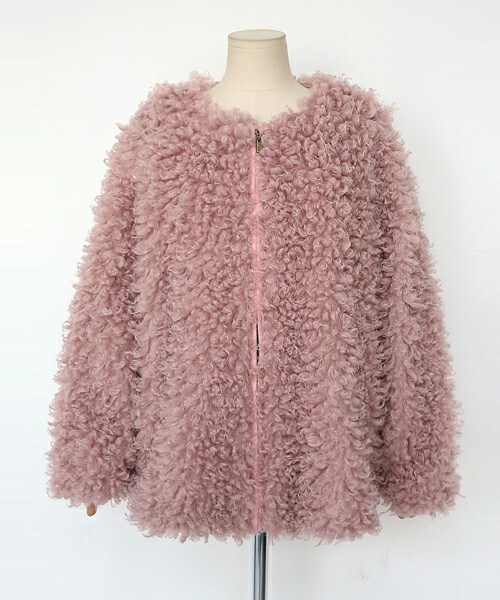 DHOLIC(ディーホリック)の「フェイクファージップアップジャケット(その他アウター・レディース・ブラックグレー/ライトココア/ブラック/アイボリー/ピンク/キャメル・FREE)」の6枚目の写真