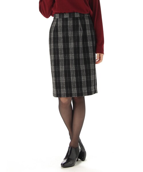 Honeys（ハニーズ）の「柄タイトスカート（スカート・レディース・オフ×クロ/クロチェック/コンチェック/オフ×グレー・Ｓ/Ｍ/Ｌ）」の3枚目の写真