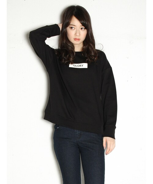 Honeys（ハニーズ）の「ロゴトレーナー（スウェット・パーカー・レディース・アイボリー/クロ/ブルー/ピンク/杢グレー・Ｍ/Ｌ）」の2枚目の写真