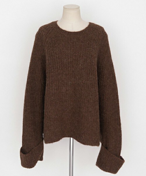 DHOLIC（ディーホリック）の「ロールアップワイドスリーブニットプルオーバー（ニット/セーター・レディース・ディープブルー/アイボリー/ブラウン/ベージュ・FREE）」の3枚目の写真