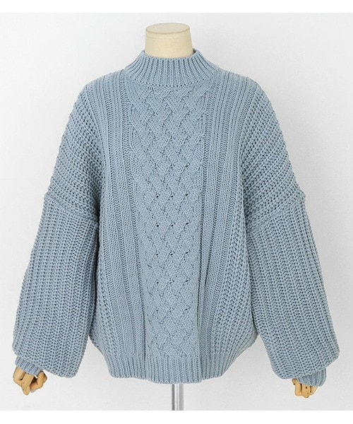 DHOLIC（ディーホリック）の「モックネックオーバーサイズニットプルオーバー（ニット/セーター・レディース・ライトパープル/ディープスカイブルー/ダークベージュ/チョコブラウン・FREE）」の4枚目の写真