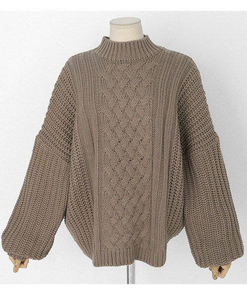 DHOLIC（ディーホリック）の「モックネックオーバーサイズニットプルオーバー（ニット/セーター・レディース・ライトパープル/ディープスカイブルー/ダークベージュ/チョコブラウン・FREE）」の3枚目の写真