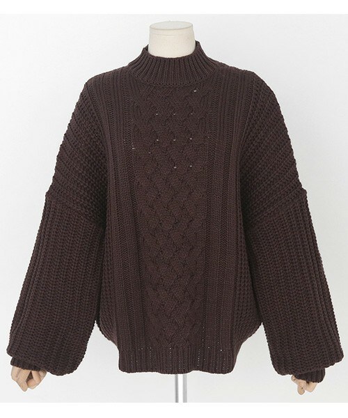 DHOLIC（ディーホリック）の「モックネックオーバーサイズニットプルオーバー（ニット/セーター・レディース・ライトパープル/ディープスカイブルー/ダークベージュ/チョコブラウン・FREE）」の2枚目の写真