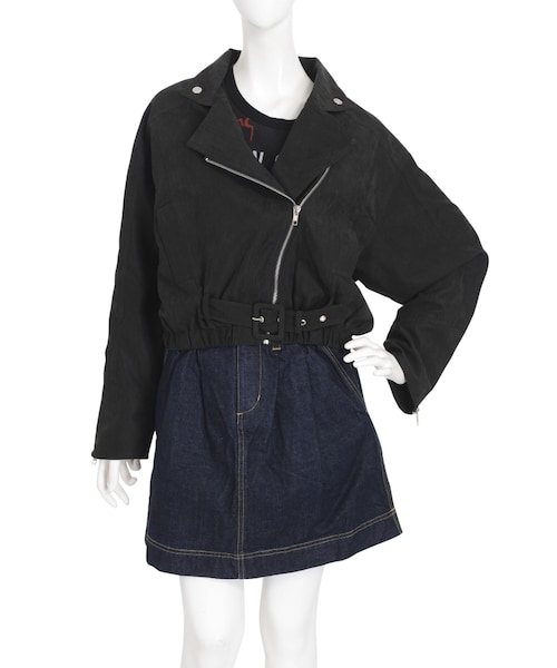 jouetie（ジュエティ）の「ピーチドルマンライダース（ジャケット/アウター・レディース・ブラック/ベビーピンク/ブラウン）」の8枚目の写真