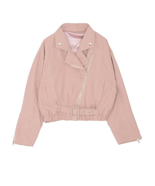 jouetie（ジュエティ）の「ピーチドルマンライダース（ジャケット/アウター・レディース・ブラック/ベビーピンク/ブラウン）」の3枚目の写真