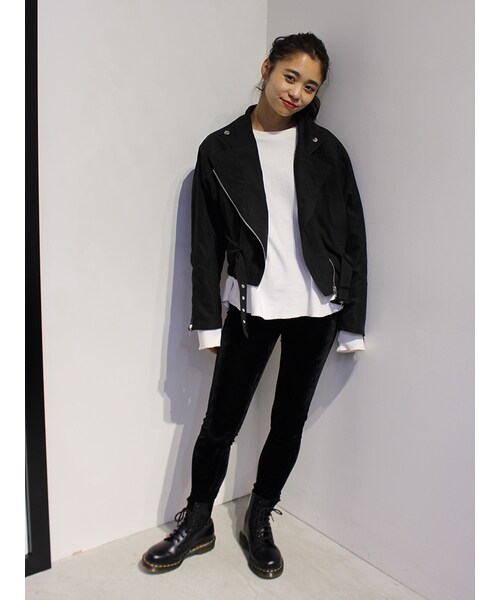 jouetie（ジュエティ）の「ピーチドルマンライダース（ジャケット/アウター・レディース・ブラック/ベビーピンク/ブラウン）」の6枚目の写真