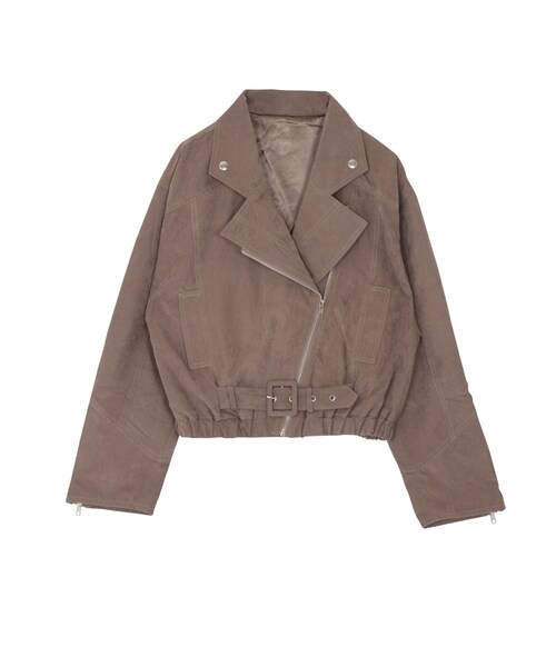 jouetie（ジュエティ）の「ピーチドルマンライダース（ジャケット/アウター・レディース・ブラック/ベビーピンク/ブラウン）」の2枚目の写真