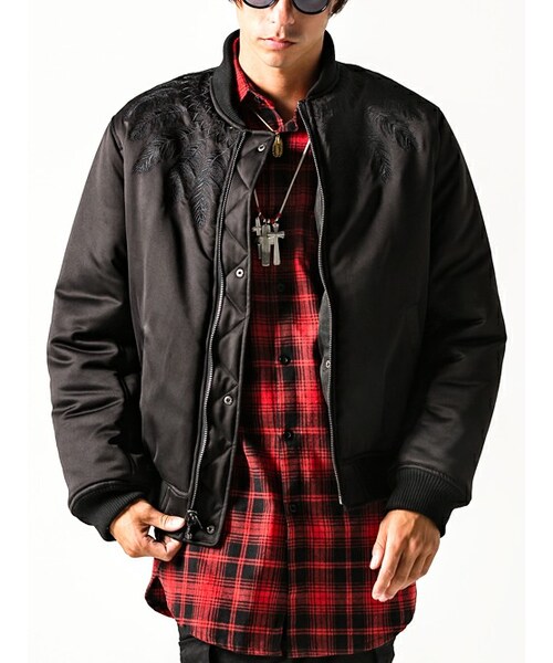 JACKROSE ジャックローズ　MA-1 革ジャン ブラック Ｌ 本革 JACKROSE（ジャックローズ） ラムレザー切り替えMA-1ジャケット