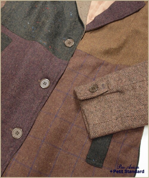 paravion（パラビオン）の「パッチワークコート（ジャケット/アウター・レディース・グレー/ブラウン・ワンサイズ）」の3枚目の写真