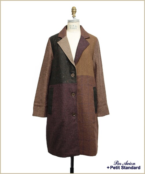 paravion（パラビオン）の「パッチワークコート（ジャケット/アウター・レディース・グレー/ブラウン・ワンサイズ）」の6枚目の写真