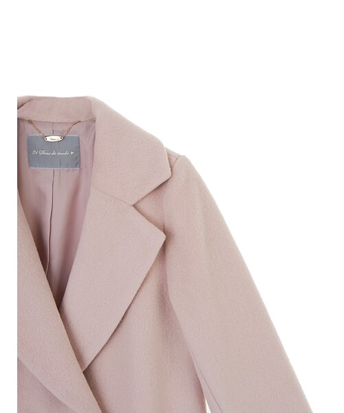 31 Sons de mode（トランテアン　ソン　ドゥ　モード）の「≪新作≫袖ファーチェスターダブルコート（ジャケット/アウター・レディース・ピンク/オフホワイト/ブラウン・36/38）」の5枚目の写真