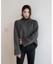 FLYMODEL | ベーシックルーズフィットタートルネックニット(P0000QXV)(Tシャツ/カットソー)