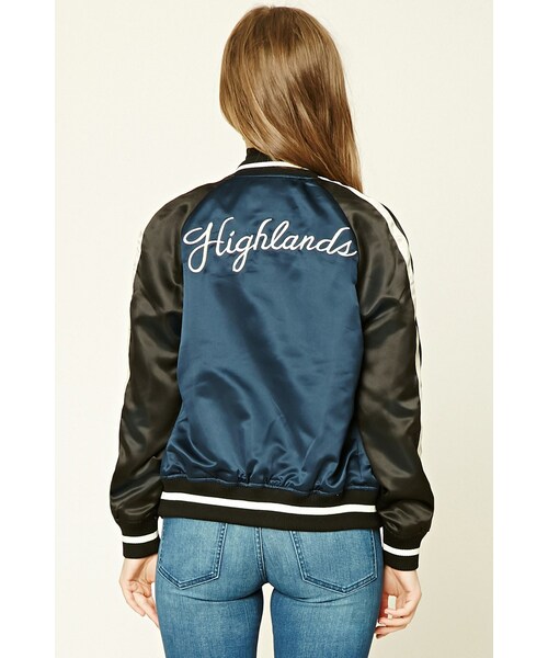 FOREVER 21（フォーエバー トゥエンティーワン）の「Highlands&ローズスカジャン（ジャケット/アウター・レディース・BLACK/NAVY・S/M/L）」の3枚目の写真