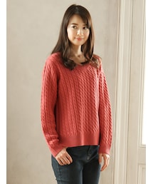 Honeys | ケーブル編Ｖプルオーバー(トップス)