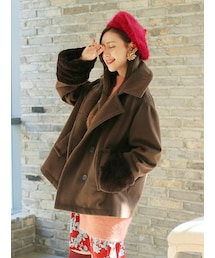 KORMARCH | フェイクファー袖ポイントジャケット(ダッフルコート)