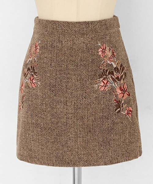 DHOLIC（ディーホリック）の「フラワー刺繍ヘリンボーンミニスカート（スカート）」 - WEAR