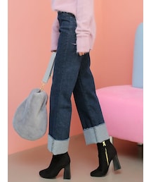 KORMARCH | 裏起毛ストレートデニムパンツ(デニムパンツ)