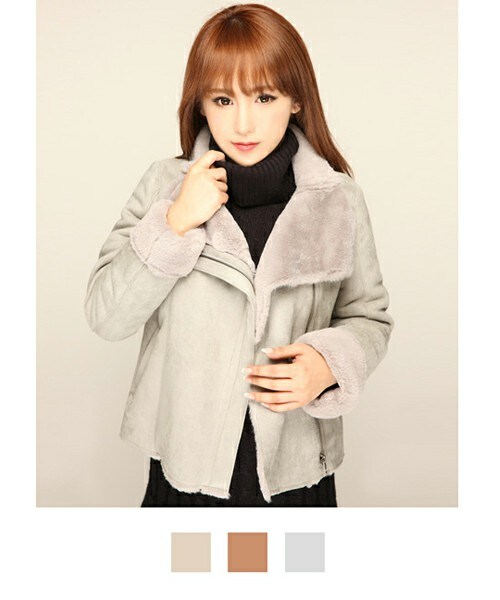 Rocotta by MOERY(ロコッタ)の「Rocotta(ロコッタ) フェイクムートンジャケット(ムートンコート・レディース・グレー/キャメル/ベージュ・FREE)」の1枚目の写真