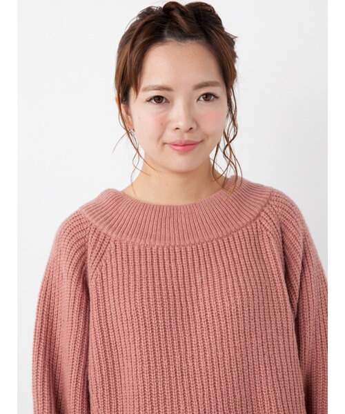 w closet（ダブルクローゼット）の「片畦編みボトルネックニット（トップス・レディース・オフホワイト/Sサックス/ピンク・FREE）」の7枚目の写真