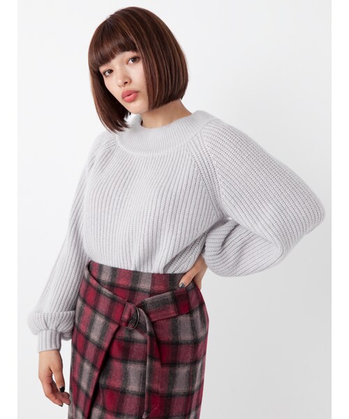 w closet（ダブルクローゼット）の「片畦編みボトルネックニット（トップス・レディース・オフホワイト/Sサックス/ピンク・FREE）」の4枚目の写真