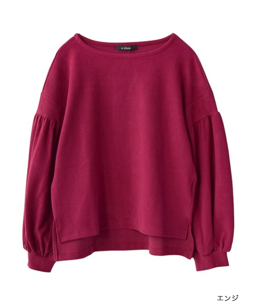 w closet(ダブルクローゼット)の「ボートネックボリューム袖プルオーバー(トップス・レディース・オフホワイト/グレー/エンジ/ブラック・FREE)」の4枚目の写真