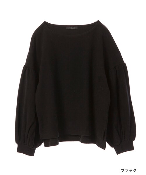 w closet(ダブルクローゼット)の「ボートネックボリューム袖プルオーバー(トップス・レディース・オフホワイト/グレー/エンジ/ブラック・FREE)」の2枚目の写真