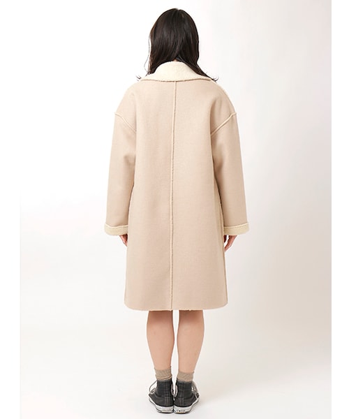 w closet（ダブルクローゼット）の「ウール×ボアリバーシブルコート（ジャケット/アウター・レディース・ベージュ/グレー/ブラック・FREE）」の6枚目の写真