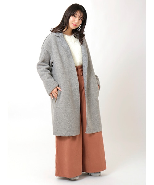 w closet（ダブルクローゼット）の「ウール×ボアリバーシブルコート（ジャケット/アウター・レディース・ベージュ/グレー/ブラック・FREE）」の14枚目の写真