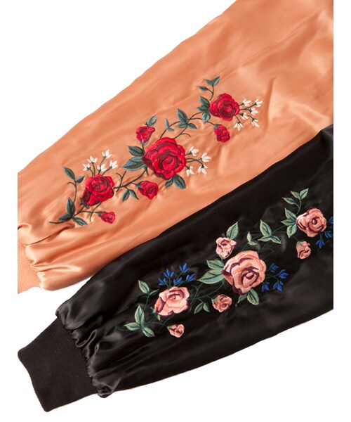 w closet（ダブルクローゼット）の「袖刺繍リバーシブルスカジャン（ジャケット/アウター・レディース・オレンジピンク/ブラック・FREE）」の12枚目の写真